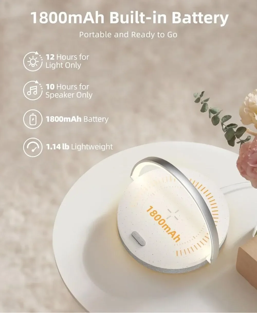 EZVALO Music Table Lamp with Wireless Charger, 4 in 1 Touch Bedside Lamp, Portab